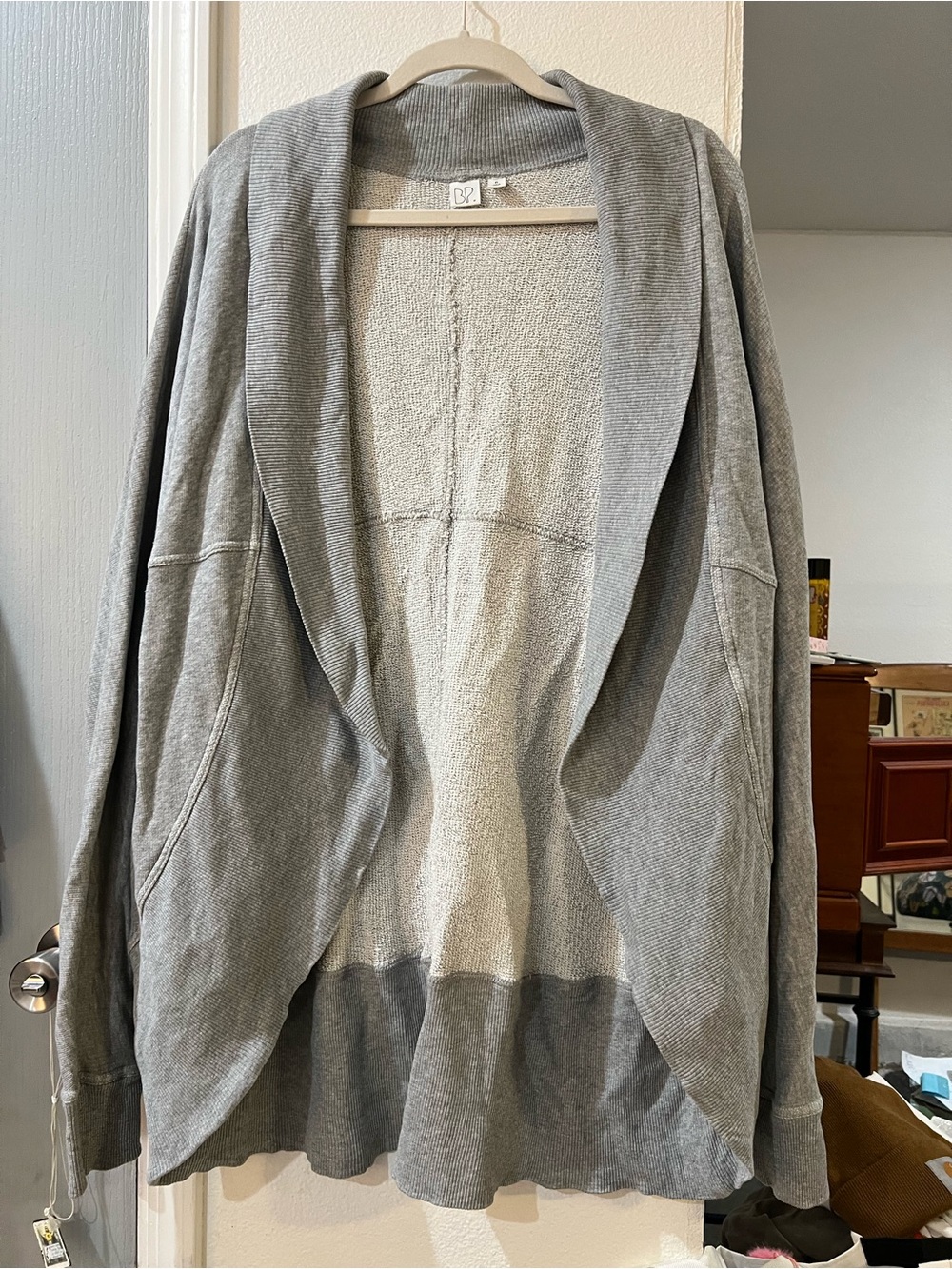 BP. Light Gray Knit Open Cardigan